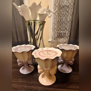 Elegant Cream and Purple Candle Holders